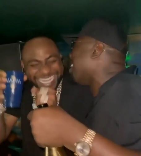 Davido Hangs Out With Obi Cubana, Drinks Wine That Cost N400k A Bottle  (Video)