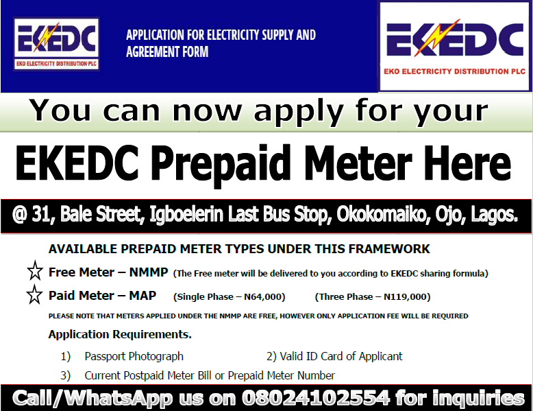 vers Dosering poll You can now apply for your EKEDC Prepaid Meter Here... (UPDATED) - Politics  - Nigeria
