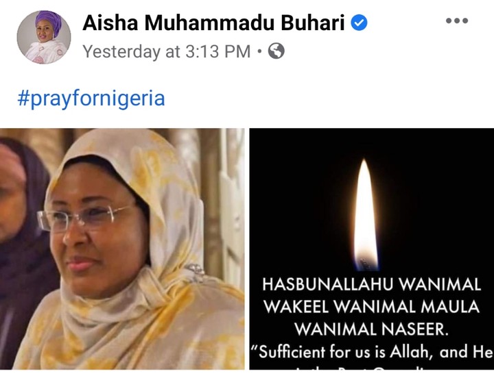 Pray For Nigeria, Aisha Buhari Begs Citizens Hours After APC Convention