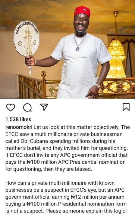 Reno Omokri Reacts To ₦100 Million APC Nomination Form. Carpets EFCC - Politics - Nigeria