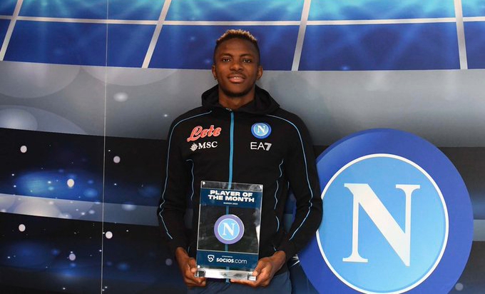 Victor Osimhen Wins Napoli Player Of The Month Award For March
