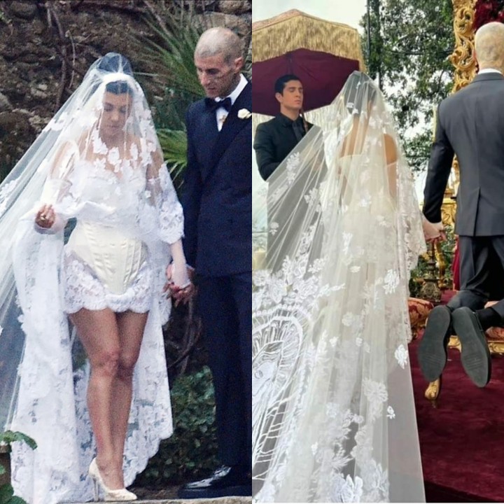 Kourtney Kardashian Stuns In A Mini Dress And A Veil With An Embroidery ...