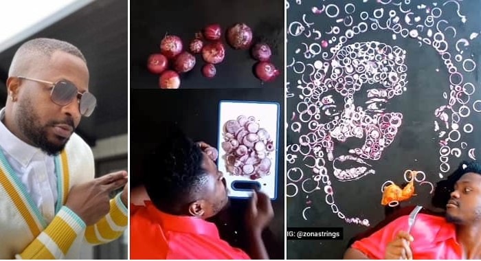Talented Artist Uses Balls Of Onions To Create Portrait Of Tunde Ednut