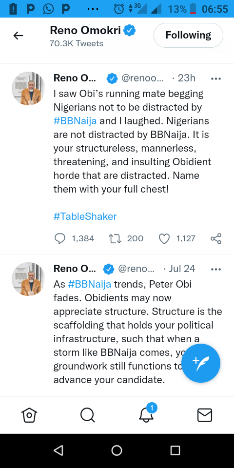 Reno Omokri Now Uses Peter Obi Name To Generate Visitors To His Twitter Page P Politics
