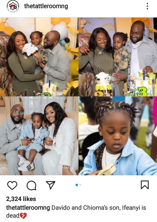 Davido's Son Ifeanyi Adeleke Is Dead After Drowning Incident - Celebrities  - Nigeria
