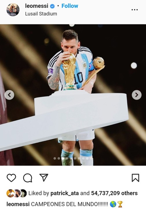 Lionel Messi Has Uploaded the Most Liked Image by a Sportsperson in  Instagram History