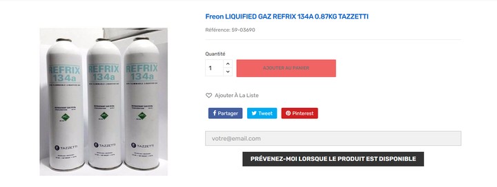 Freon LIQUIFIED GAZ REFRIX 134A 0.87KG TAZZETTI