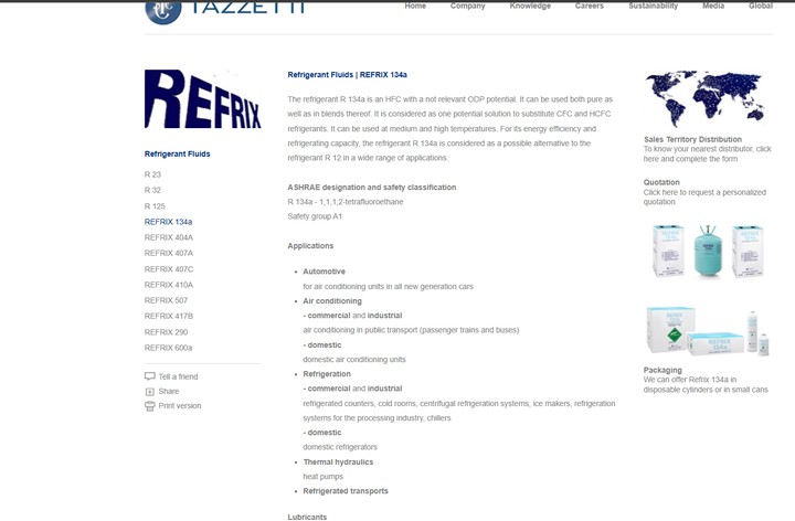Freon LIQUIFIED GAZ REFRIX 134A 0.87KG TAZZETTI