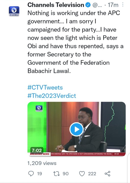 Babachir Lawal Says Nothing Is Working Under APC. I'm Sorry I Campaigned For Them