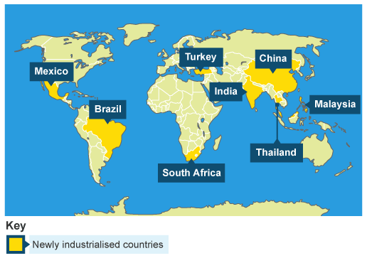 Группа индустриальных стран. Новые индустриальные страны. Новые индустриальные страны на контурной карте. НИС на карте.