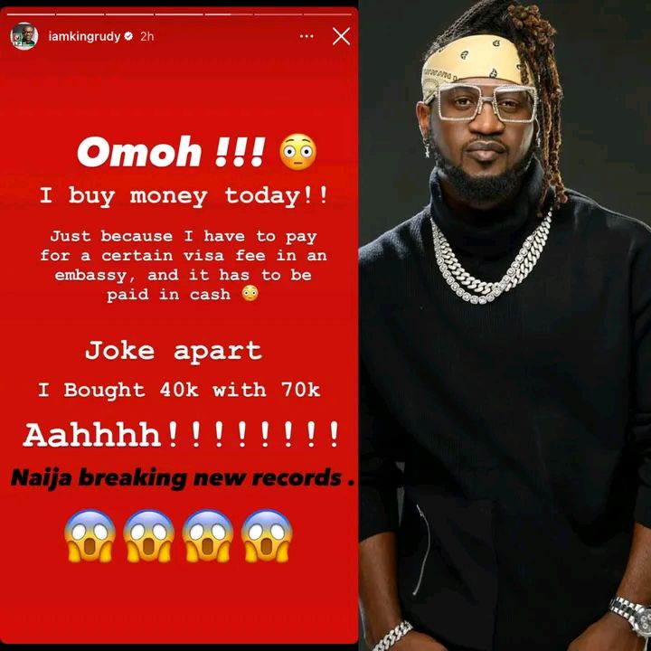 Naira Scarcity: I Bought 40k With 70k, Singer Paul Okoye Cries Out  