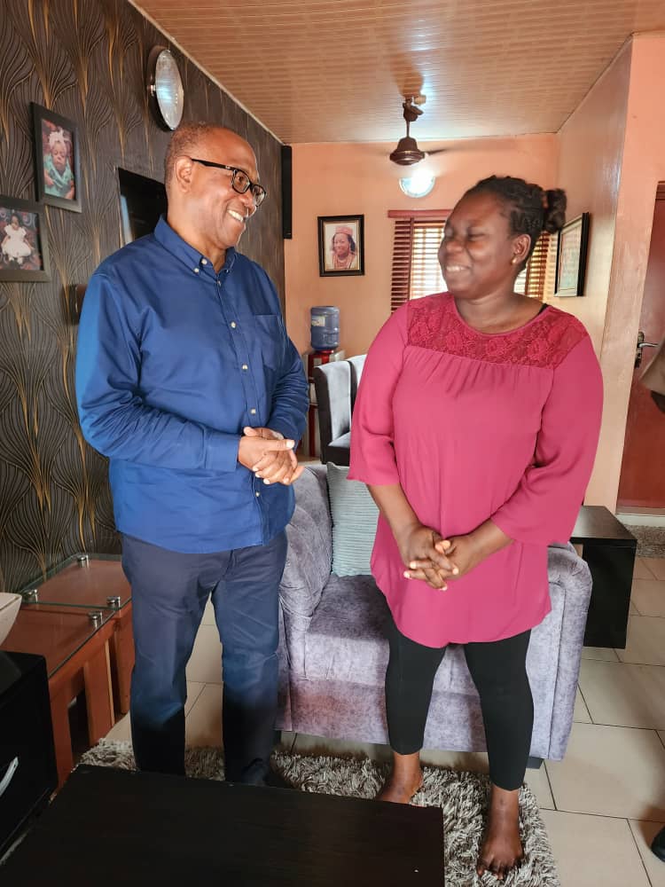 Peter Obi visits lady stabbed while voting in Lagos