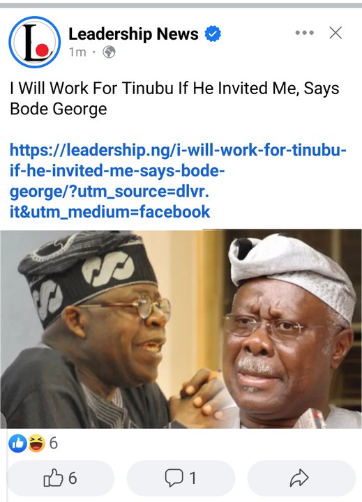 Bode George: I Will Work With Tinubu If He Invite Me - Politics - Nigeria