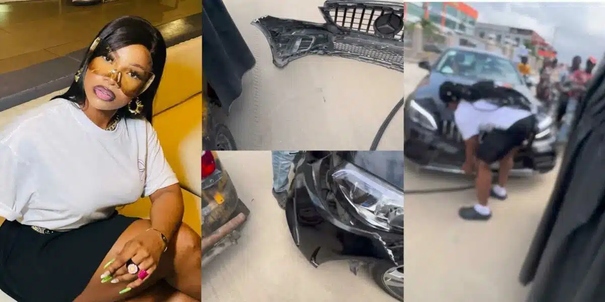 Tacha Seen Exchanging Puñčh With Keke Rider Who Destroy Her Benz Bumper ...
