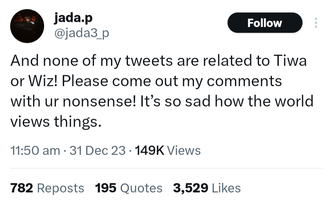 Jada P Clears The Air About Her Tweets After Wizkid And Tiwa Savage ...