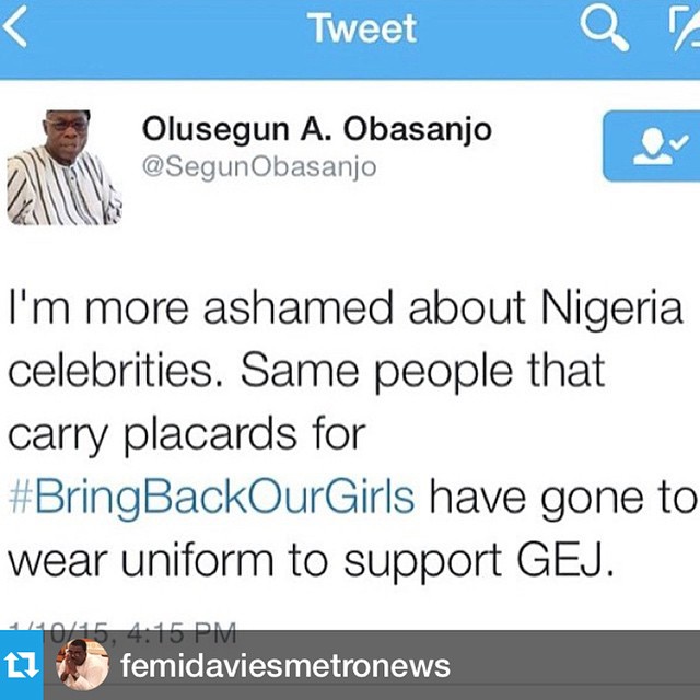 Obasanjo Blasts Nigerian Celebrities Who Campaign 4 Gej I M Ashamed Of You Pic Celebrities Nigeria