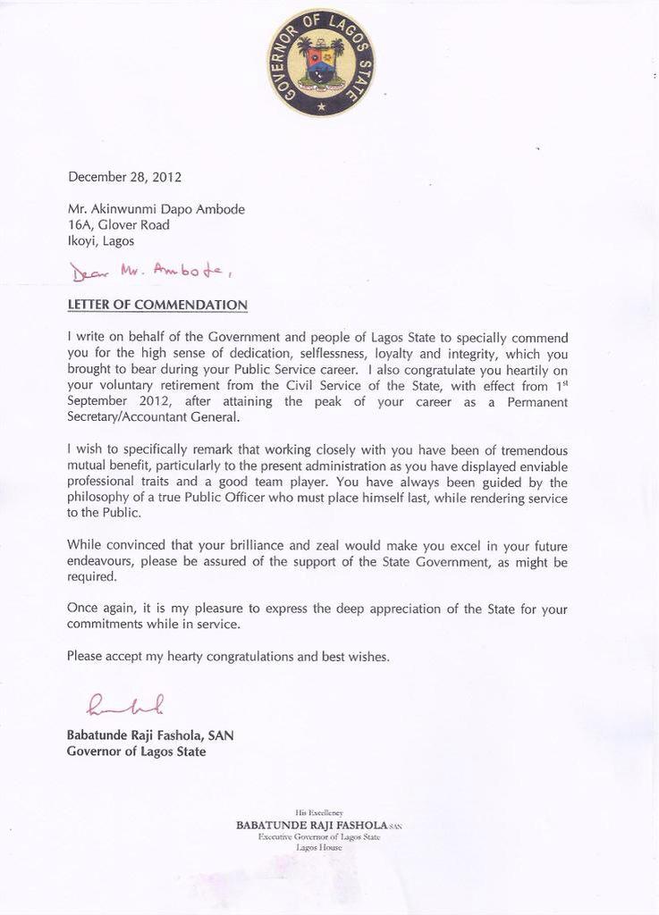 Letter Of Commendation For Good Service from www.nairaland.com