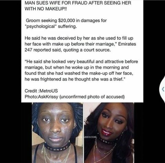 Sues Wife For Fraud After Seeing Her Makeup(photos) - Romance - Nigeria