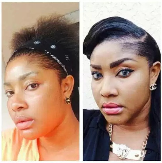 Nigerian Female Celebrities With And Without Makeup (pictures