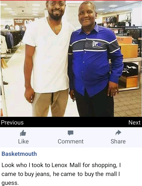 Basket Mouth Spotted In A Mall With Aliko Dangote(photo