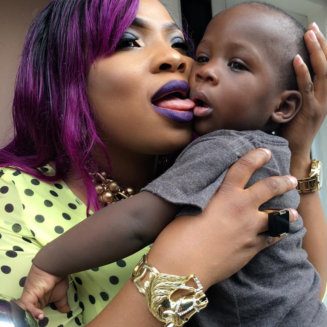 Laide Bakare Licks Her Sons Lips Fans