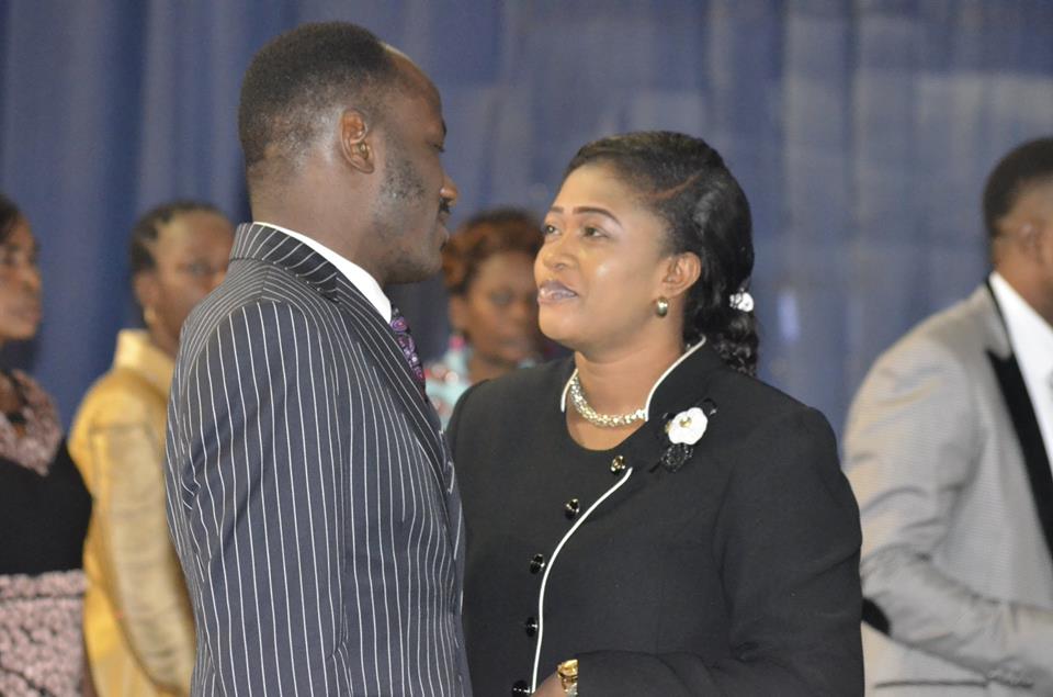 Between Apostle Suleman And His Wife During Church Service photo photo
