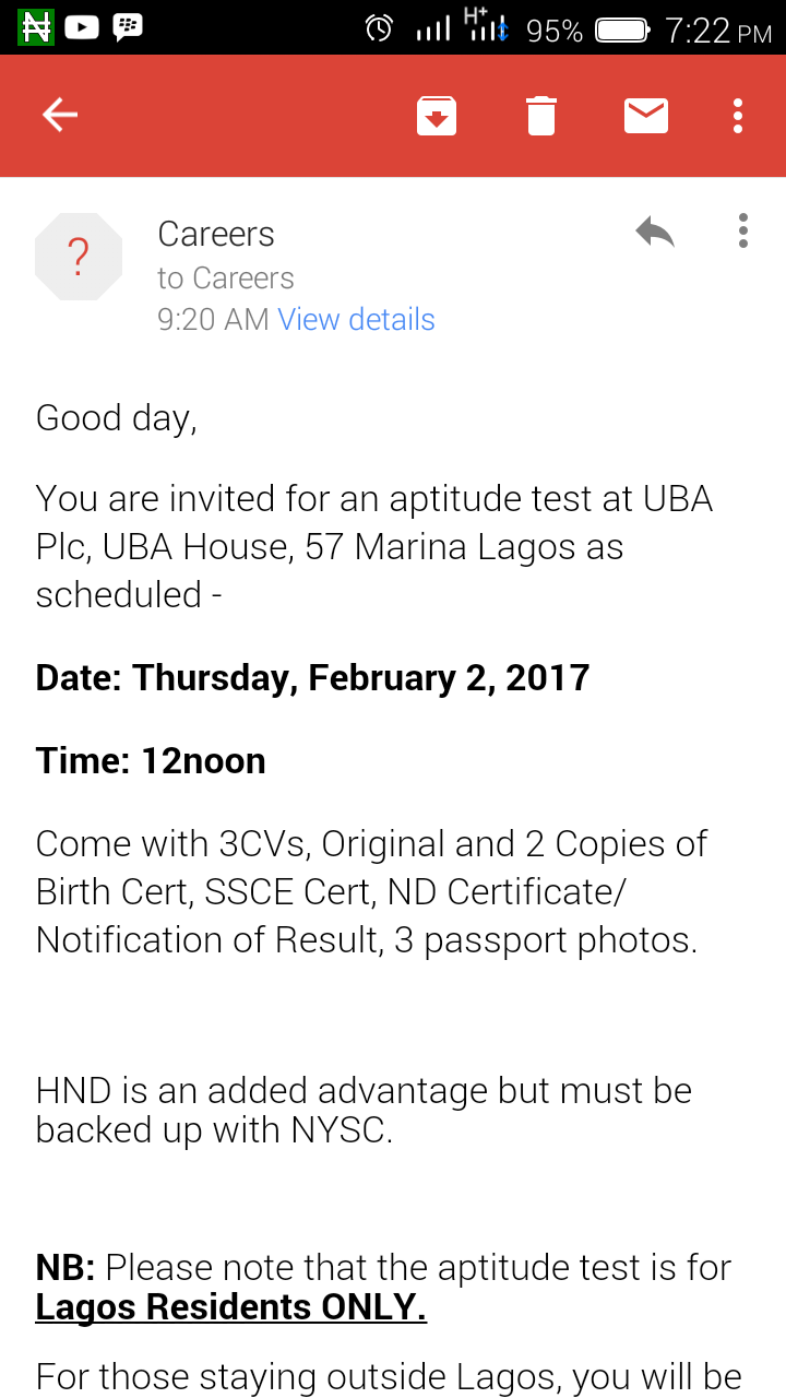 UBA Plc Aptitude Test Invitees Lets Meet Here Jobs Vacancies 2 Nigeria