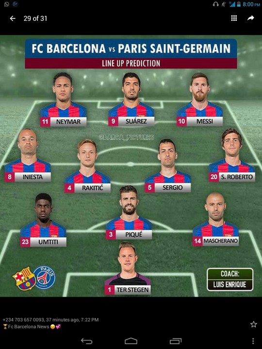 Barcelona Vs PSG UCL (6  1) On 8th March 2017  European Football (EPL