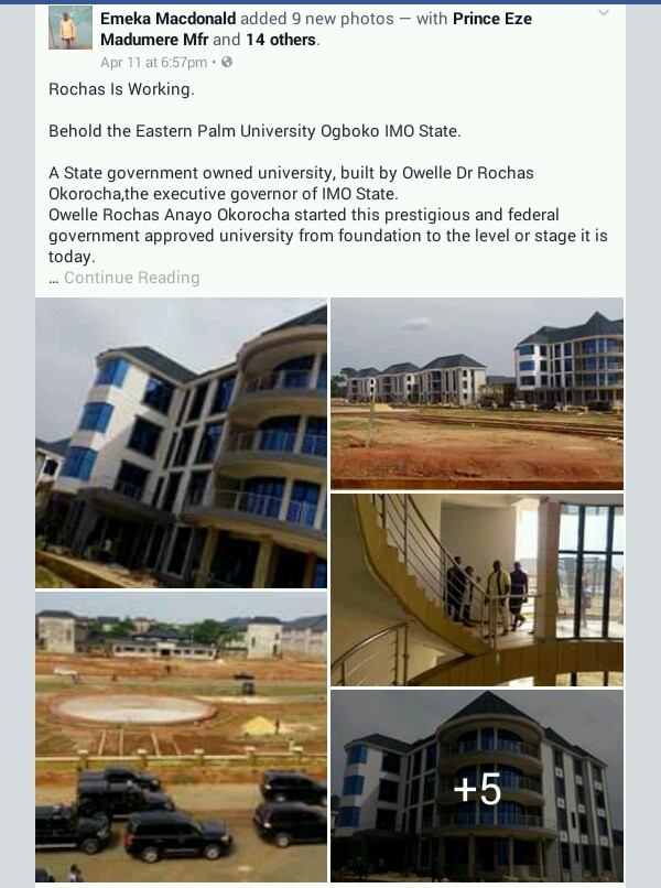 Photos Of Eastern Palm University, Ogboko Built By Rochas Okorocha ...
