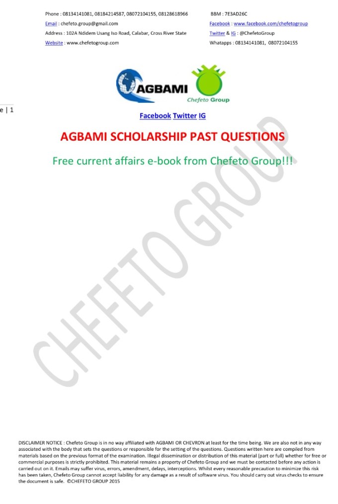 Practice Agbami Scholarship Past Questions And Answers Here Nairaland General Nigeria