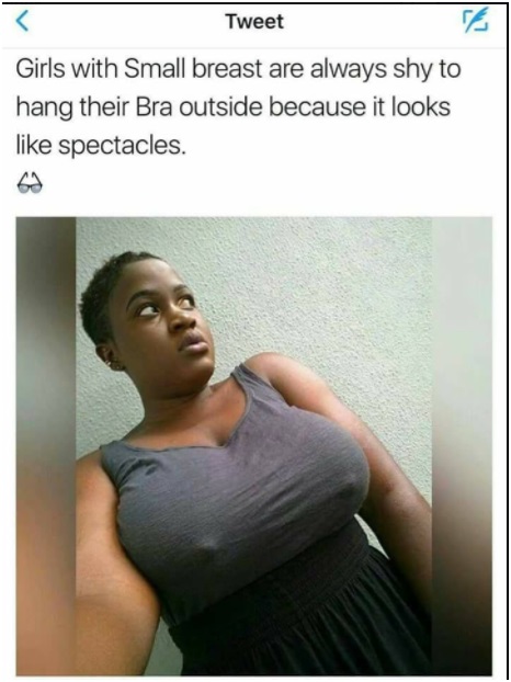 See What Lady With Big Boobs Tells Ladies With Small Boobs (photo