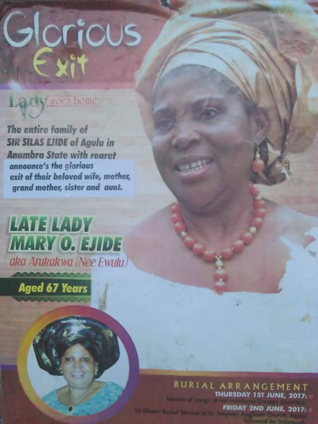 Burial Poster Of Mary Ejide, Austin Ejide's Mother (Photos) - Sports -  Nigeria