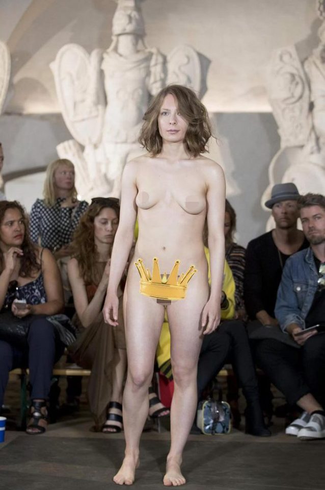 Completely Naked Models Down The Runway In Fashion S. Popular Designer Send...