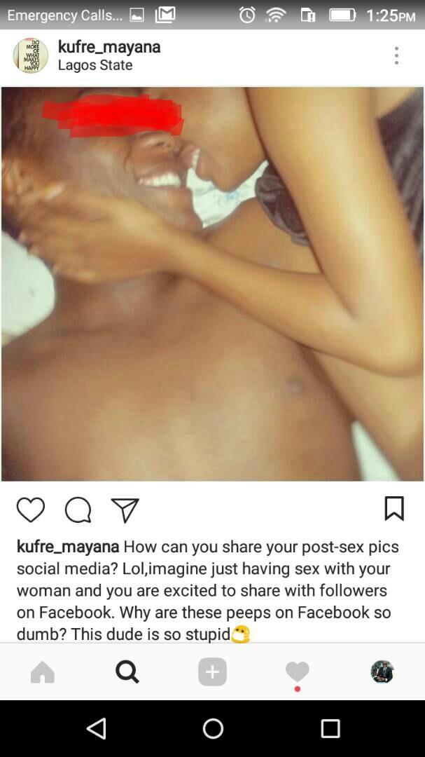 Nigerian Man Blasted For Sharing After-Sex Photos With His Girlfriend On Facebook 