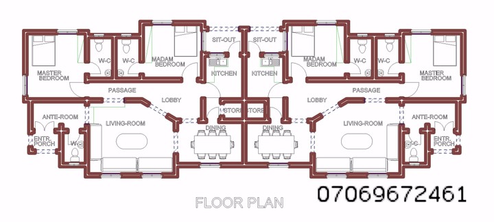 floor plan of my 2 bedroom semi-detached - properties - nigeria