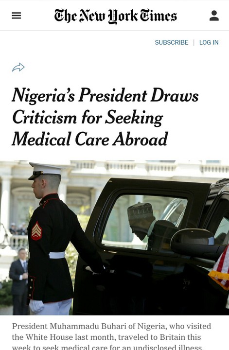 Download New York Times Mock Buhari's Visit To UK For Medicare ...