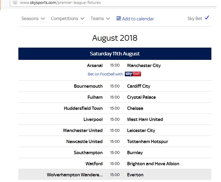 Sky Bet Championship fixtures 2018/19, Football News