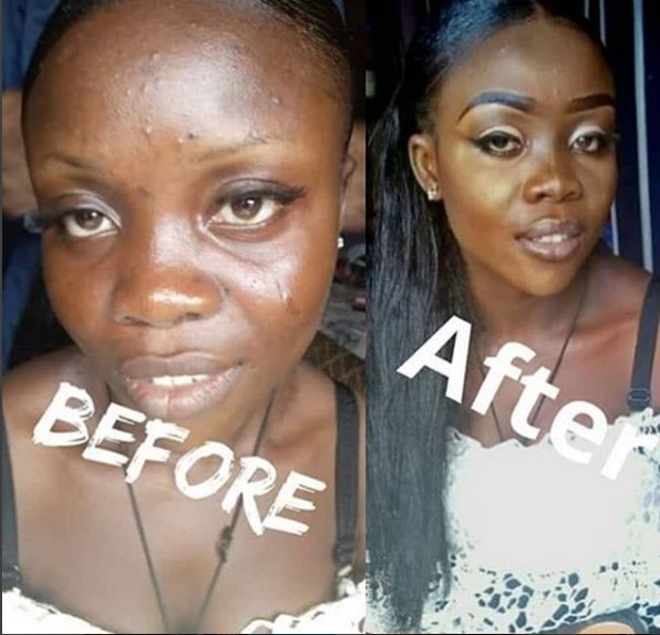 'The After Is Even Worse- Nigerians React To Before & After Makeup Pic ...