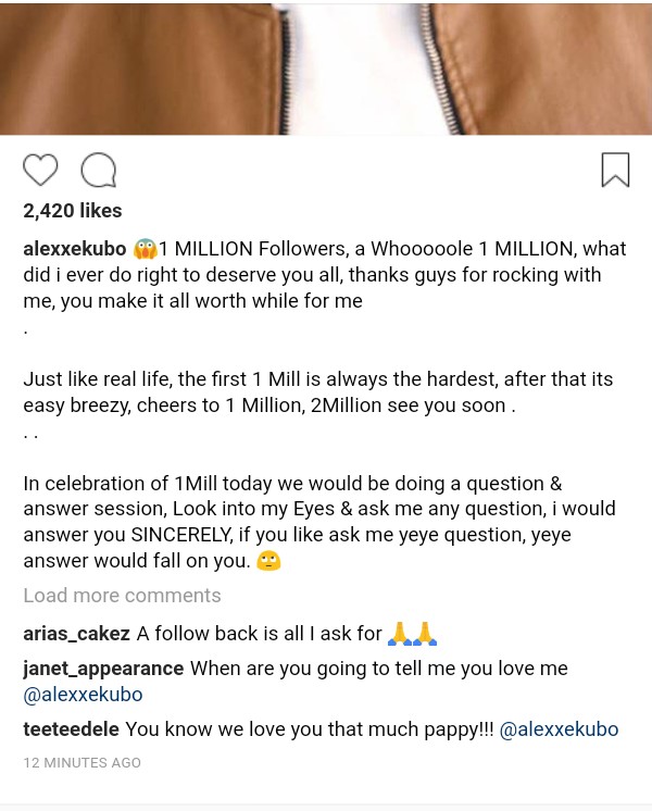 How long to get 1 million followers on instagram
