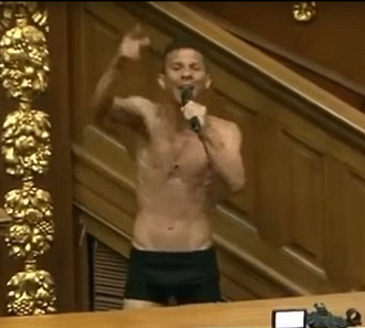 Image result for Politician strips to his pants while giving a speech in the National Assembly