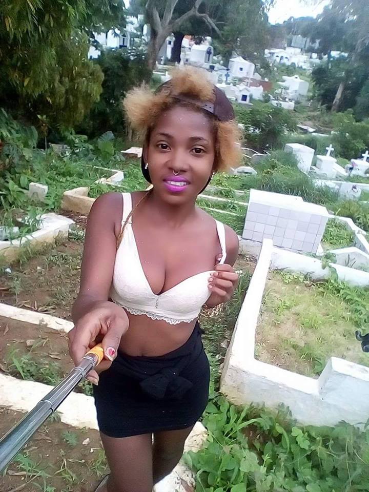  Lady Takes Her "Perfect Selfie" In A Cemetery Wearing Bra And Mini Skirt 