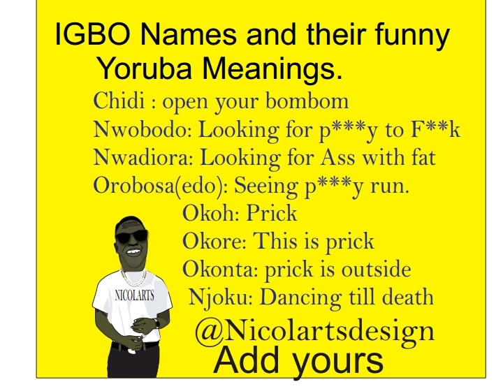 Igbo Names And Their Funny/dirty Translations In Yoruba. - Romance - Nigeria