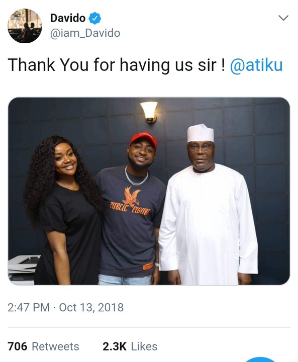 Image result for Davido, Chioma visit Atiku