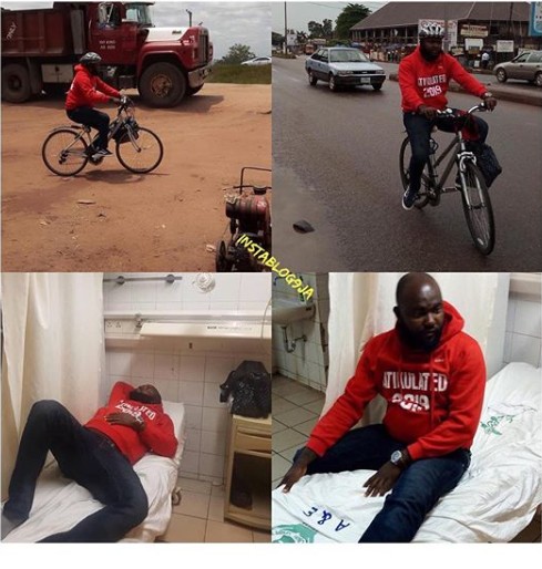 Image result for Atiku’s Supporter Rode Bicycle From Owerri To Abuja Hospitalised