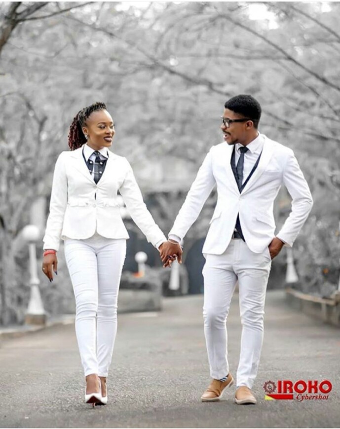 Lovely Couple Rocks Corporate Matching Suits In Pre-wedding Photo - Romance  - Nigeria