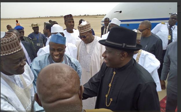 Goodluck Jonathan Arrives Sokoto For Late Shehu Shagari Condolence
