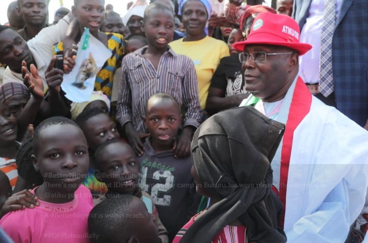 Atiku, Saraki, Others visit IDP Camp As PDP Flag Off Presidential Campaign in Jos
