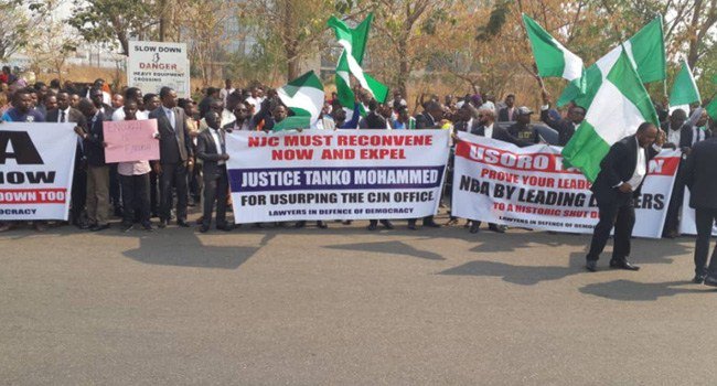 Onnoghen suspension: Lawyers protest against acting CJN, Tanko