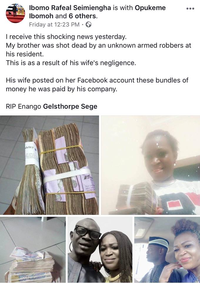 Image result for Lady husband killed after flaunting bundle of cash in lagos
