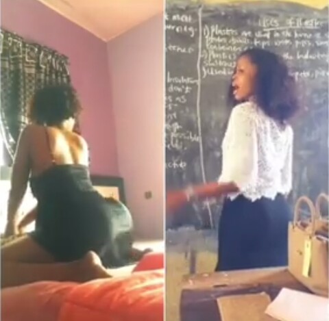 Lady who was spotted tw3rk!ng in viral video seen teaching kids in school